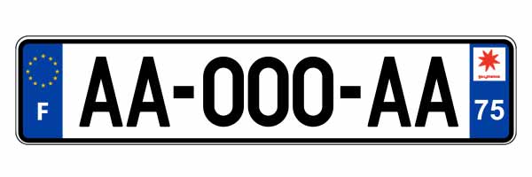 Numéro d'immatriculation sur plaques et carte grise d'un véhicule